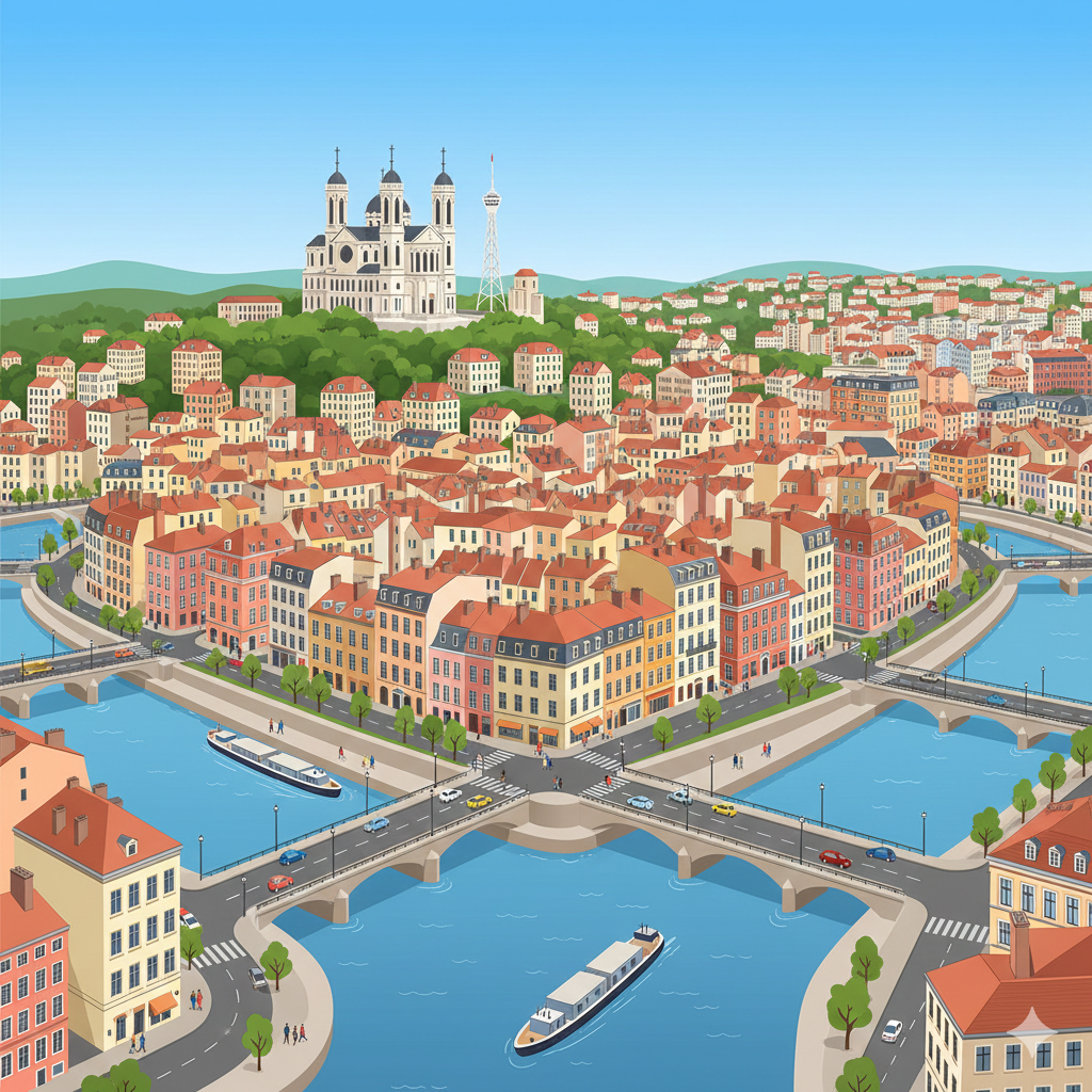 Lyon vue depuis un ULM